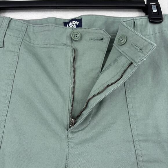 Lands End Pants Size 20W Green High Rise Utility Straight Pockets Cotton Stretch - Picture 3 of 13